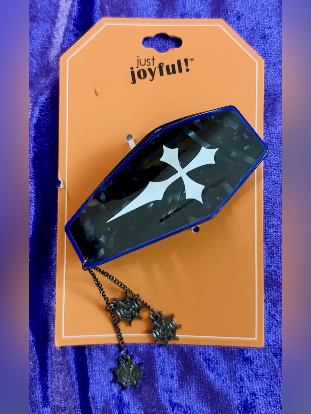 Just Joyful! Black Coffin Cross Hair Clip